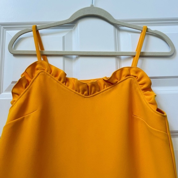 TopShop size 4Vibrant Yellow Ruffle Dress with stretch - Picture 2 of 6
